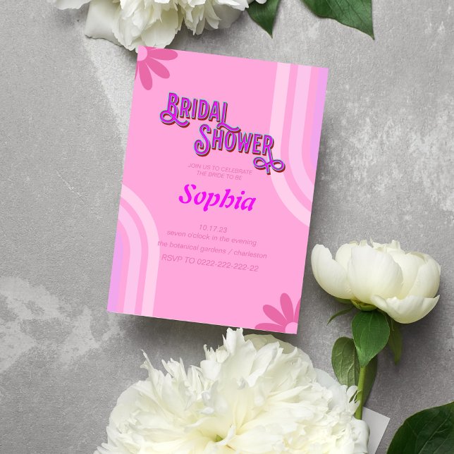 möhippa för retro 70S-blommigt Inbjudningar (Skapare uppladdad)