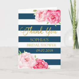 Möhippa för Rosa av blå Rand-Blommigt Tack Kort