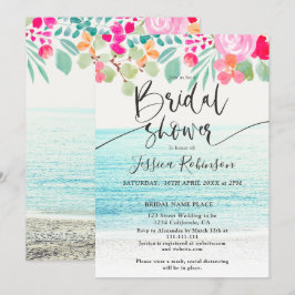 Möhippa för rosa av blommigt för persikofotofärg inbjudningar