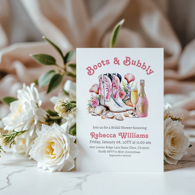 Möhippa för Rosa av Boot och Bubly Coastal Cowgirl Inbjudningar (Skapare uppladdad)