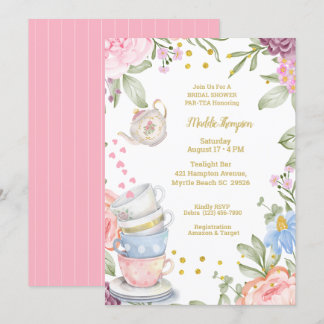 Möhippa för Rosa av Elegant av Grönt i Tea Party Inbjudningar