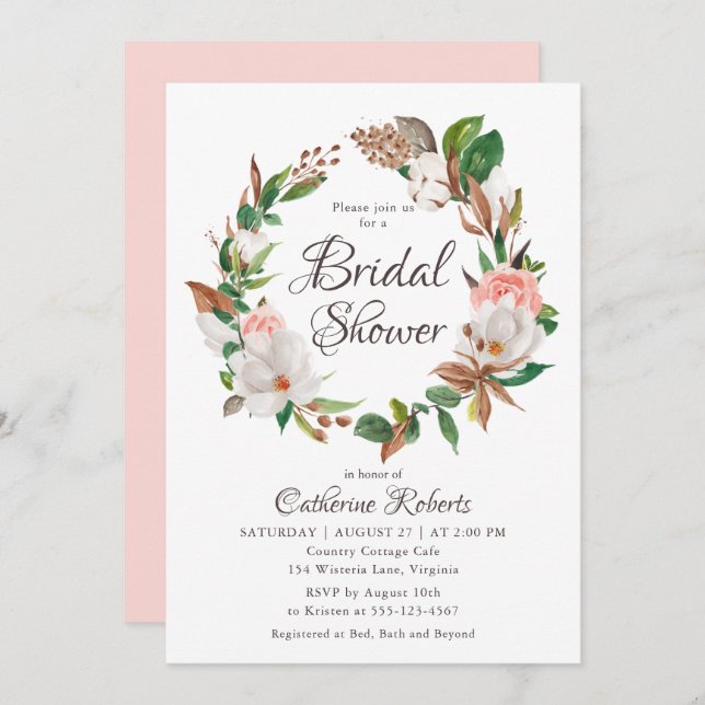 Möhippa för Rosa av Grönt för  av budgetvattenfärg Inbjudningar (Fram/baksida)