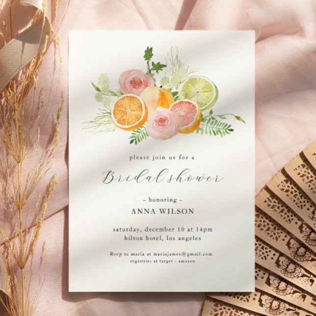 Möhippa för Rosa av vattenfärgsBlommigt Grönt Inbjudningar (Skapare uppladdad)