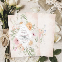 Möhippa för Rosa av vattenfärgsblommor i Eleganten