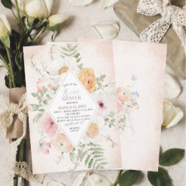 Möhippa för Rosa av vattenfärgsblommor i Eleganten Inbjudningar
