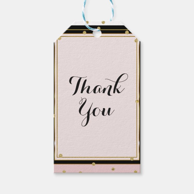 Möhippa för  Rosa Black White & Guld Glam Presentetikett (Framsidan)