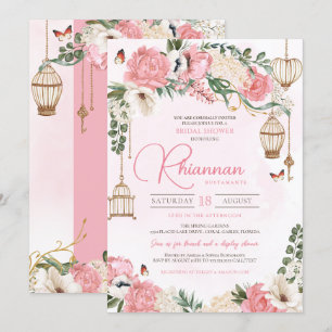 Möhippa för Rosa Blommigt Garden Elegant Inbjudningar