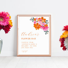Möhippa för rosa och Orange Blommigt Underskrift Poster