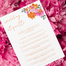 Möhippa för rosa och Orange Bröllop Etiquette Inbjudningar