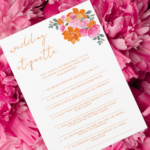 Möhippa för rosa och Orange Bröllop Etiquette Inbjudningar