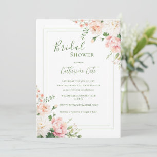 Möhippa för rosa Peach Blommigt Elegant Inbjudningar