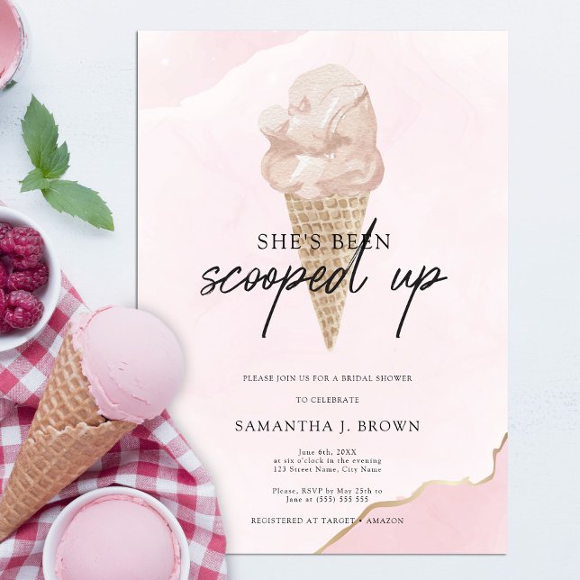 Möhippa för  Rosa Vattenfärgsiskräm Inbjudningar (Skapare uppladdad)