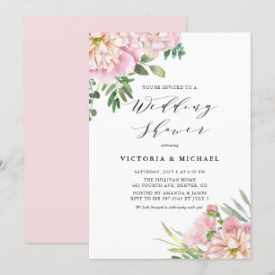Möhippa för Rosa Watercolor Ro Blommigt Inbjudningar