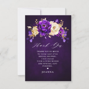 Möhippa för royal Lila Violet Guld Blommigt än Tack Kort