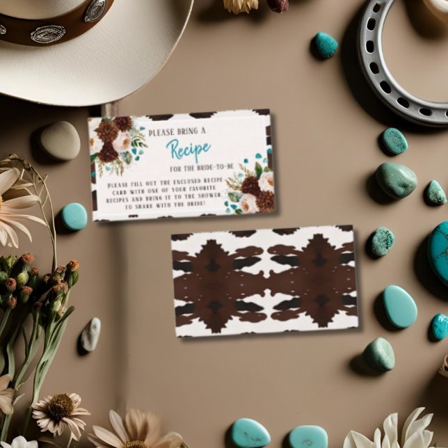 Möhippa för Rustic Blommigt Boho Recipe-begäran Tilläggskort (Rustic Floral Boho Recipe Request Bridal Shower Enclosure Card)