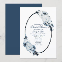 Möhippa för Rustic Dusty Blue Watercolor-Blommigt Inbjudningar