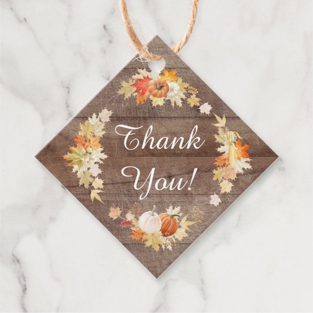 Möhippa för Rustic Höst löv Pumpkin Gåvor Etiketter (Framsida)