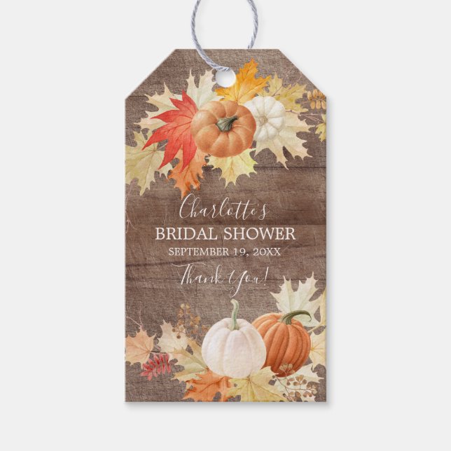 Möhippa för Rustic Höst löv Pumpkin Presentetikett (Framsidan)