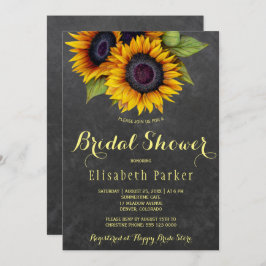 Möhippa för rustik chic, gyllene solrosor inbjudningar