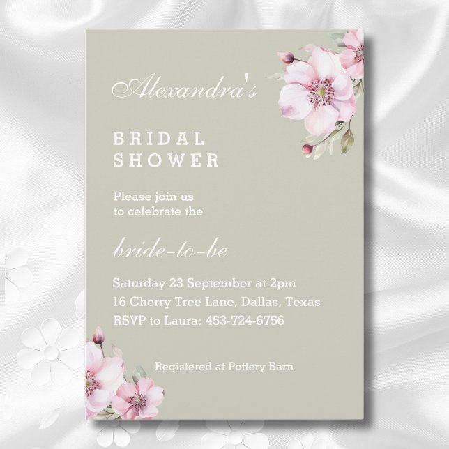 Möhippa för Sage Grönt Dusty Rosa ros Blommigt Inbjudningar (Skapare uppladdad)