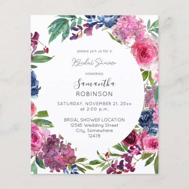 Möhippa för Shock rosa och marin blå Blommigt Flygblad (Framsidan)