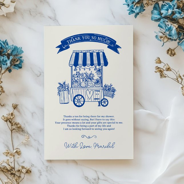 Möhippa för skräphögar utanför blommigten tack kort (Off the market floral scribbles bridal shower thank you card)