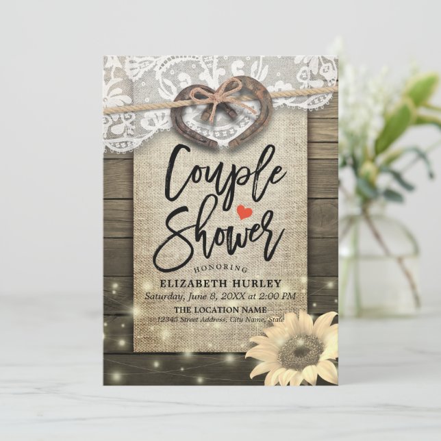 Möhippa för solblommor, par duschar inbjudningar (Stående Fram)