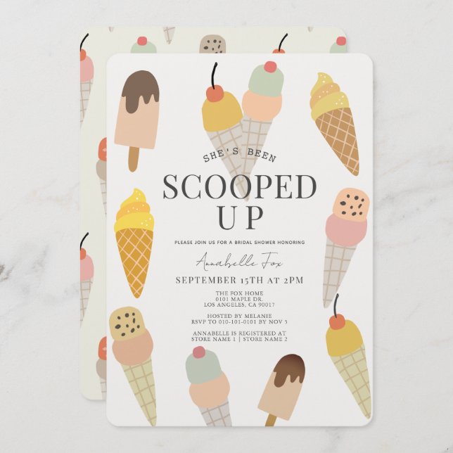 Möhippa för soppad iskräm inbjudningar (Fram/baksida)
