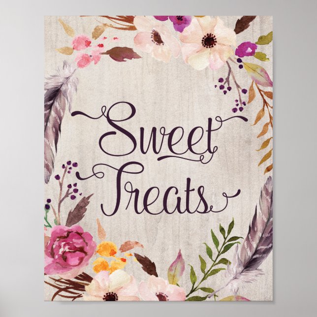 Möhippa för Svalt Treats Rustic Boho Blommigt  Poster (Framsidan)