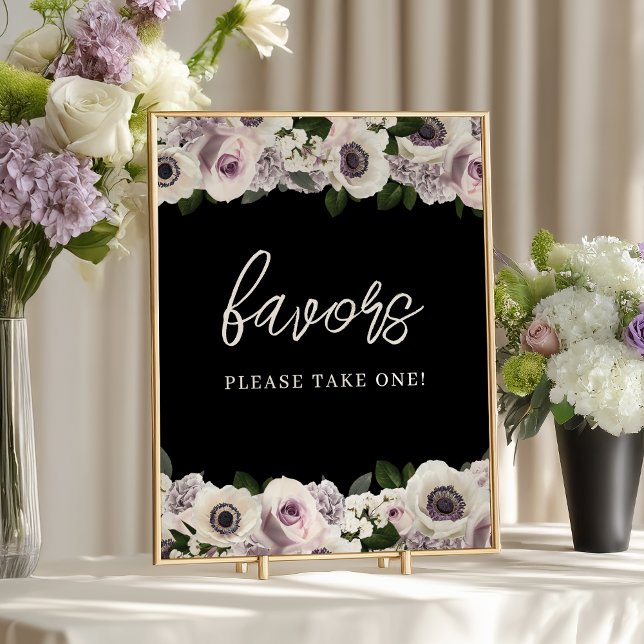 Möhippa för svartvit anemon- och Lila-Blommigt Poster (Skapare uppladdad)