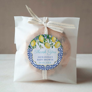 Möhippa för tack Lemons Teal Positano Runt Klistermärke