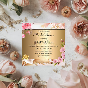 Möhippa för Teal Soiree Shine Guld damask Inbjudningar
