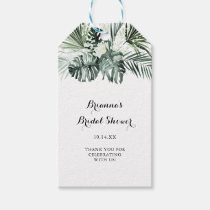 Möhippa för Tropical Grey White Blommigt Presentetikett
