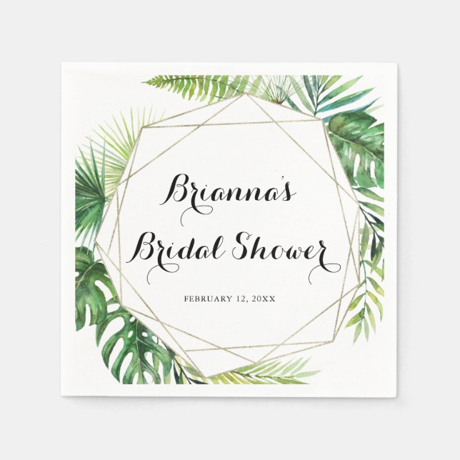 Möhippa för Tropical Grönt Geometric Destination Pappersservett (Framsidan)