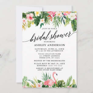 Möhippa för tropisk Blommigt Calligraphy Inbjudningar