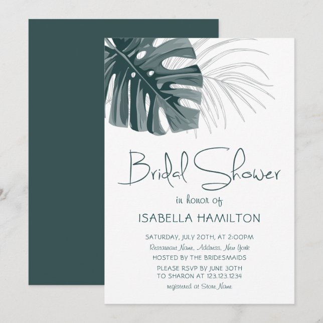 Möhippa för tropisk Blommigt Inbjudningar (Fram/baksida)