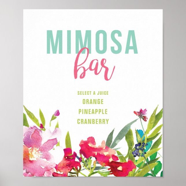 Möhippa för tropisk Blommigt Mimosa Pub-tecken Poster (Framsidan)
