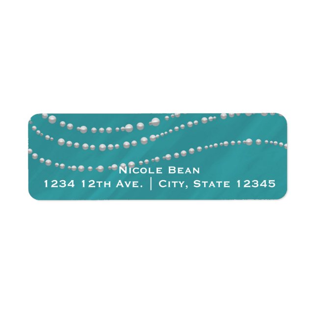 Möhippa för turkos-blått och pärlljus, Elegant Returadress Etikett (Framsidan)
