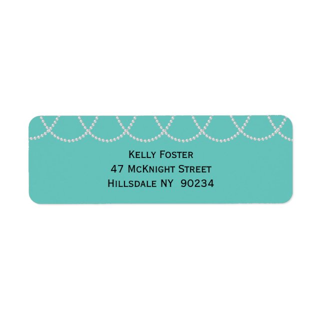 Möhippa för turkos och pärlor returadress etikett (Framsidan)