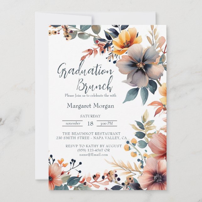 Möhippa för vackra färgblommor inbjudningar (Framsida)