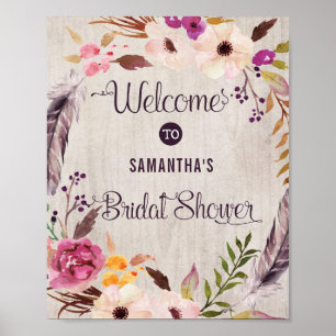 Möhippa för välkomstPoster i Rustic Boho Blommigt Poster