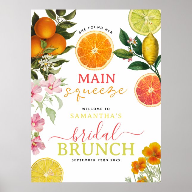 Möhippa för vattenfärg Citrus Blommigt  Brunch Arc Poster (Framsidan)