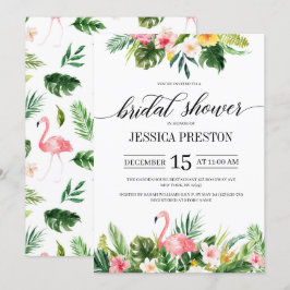 Möhippa för vattenfärg Flamingo Tropical Blommigt Inbjudningar