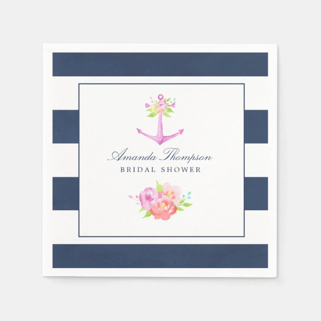 Möhippa för vattenfärg Nautisk Blommigt-tema Pappersservett (Framsidan)