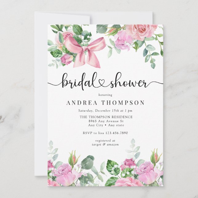 Möhippa för vattenfärg  Rosa ros Inbjudningar (Framsida)