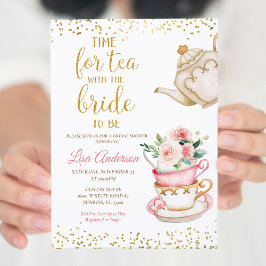 Möhippa för vattenfärgen Blommigt Tea Party Inbjudningar