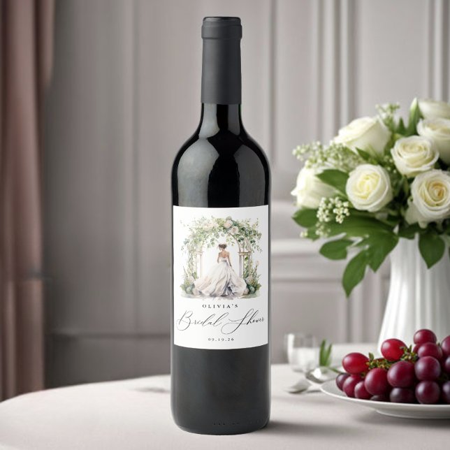 Möhippa för vattenfärgen Greenery Blommigt Vinflaska Etikett (Skapare uppladdad)