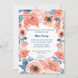 Möhippa för vattenfärgen Peach Dusty Blue Ro Inbjudningar