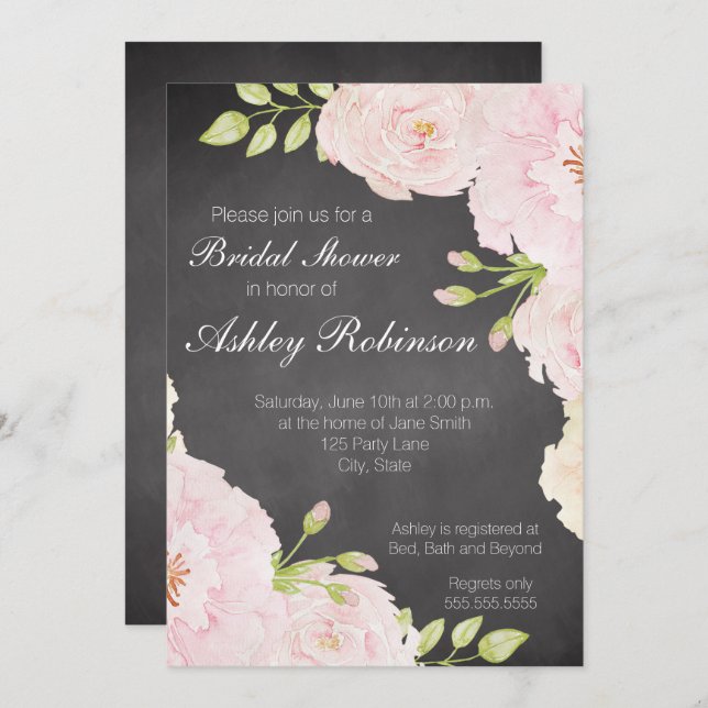 Möhippa för vattenfärgen Ro i kalkpboard Inbjudningar (Fram/baksida)