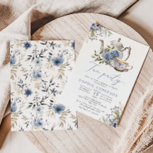Möhippa för vattenfärgen Tea Party Blue Blommigt W